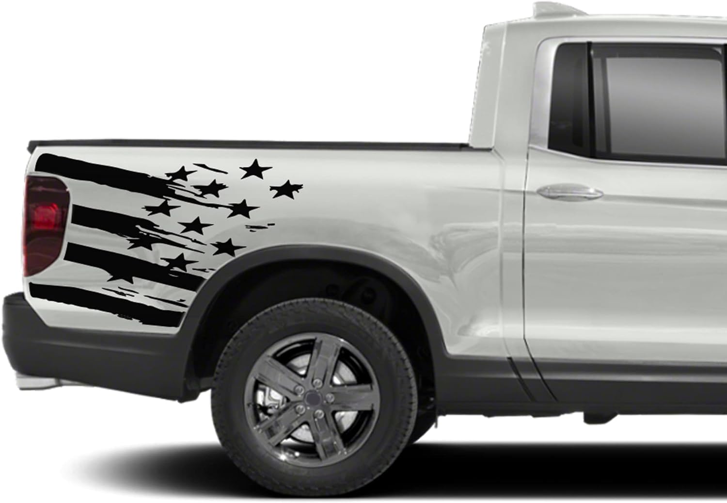 Bubbles Designs Black US Flag Graphic Stickers Decals for Honda Ridgeline (Glossy Vinyl, 7 Year Durability)
