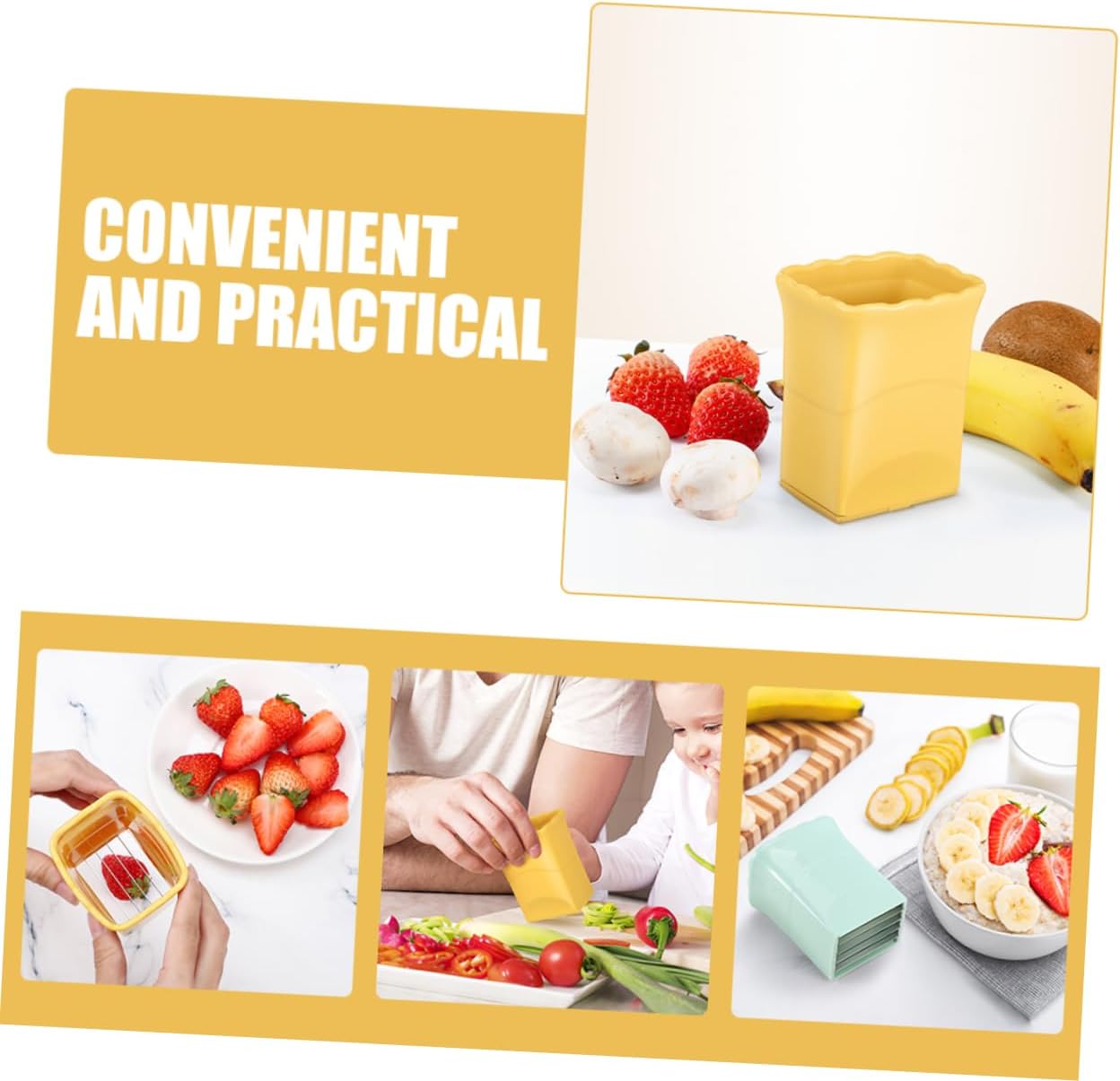 2 Pcs Handheld Fruit Slicer Tool with Brush, PP Stainless Steel