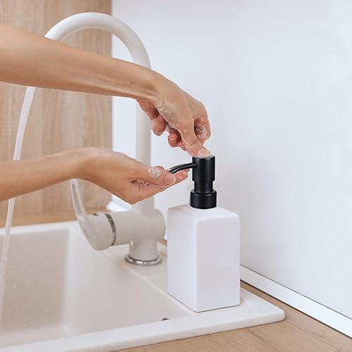 Miniatura 2 de Paquete de 2 dispensadores de jabón de repuesto, bomba de jabón negro mate 304 de acero inoxidable 304, dispensador de jabón para cocina, baño,