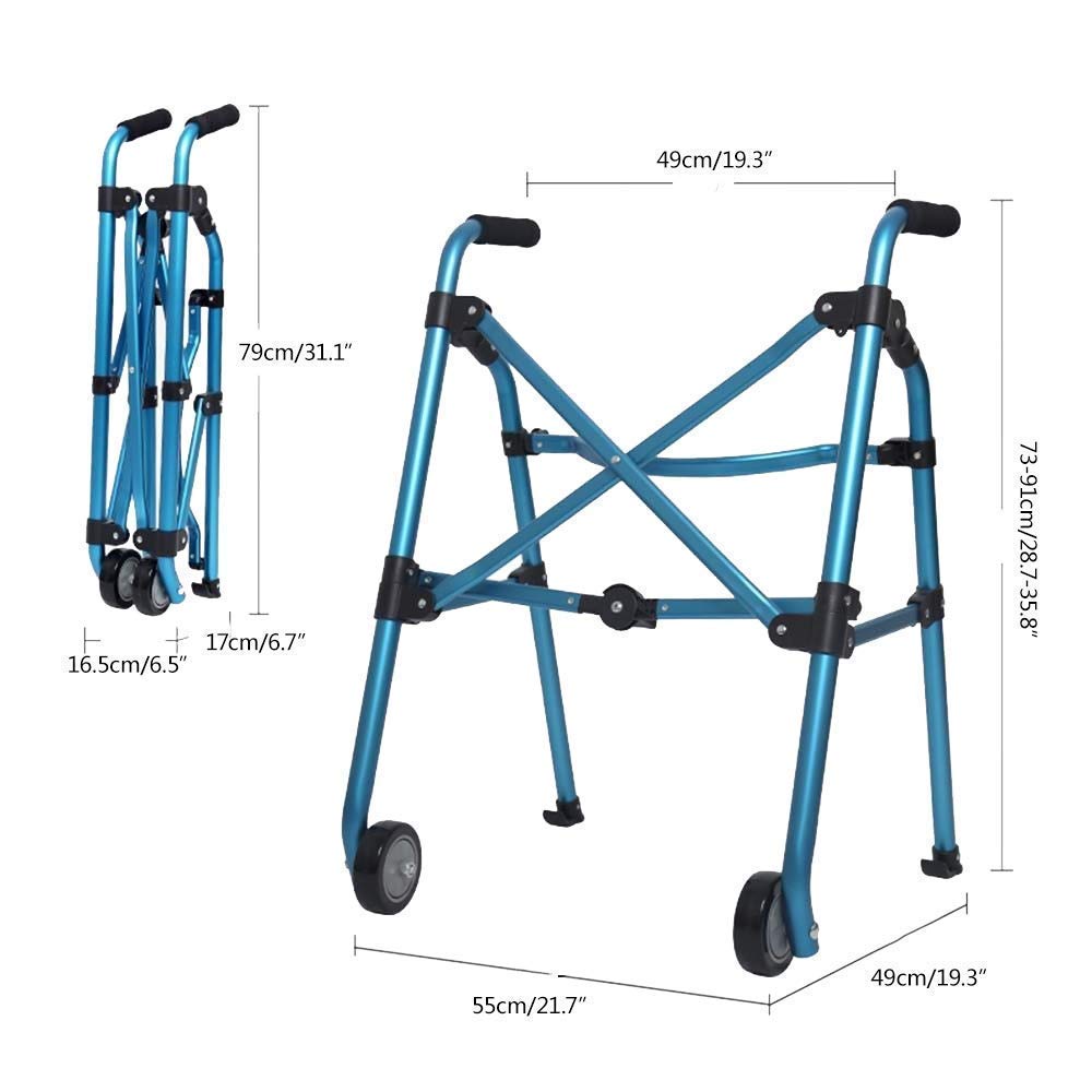 Walker, Rollator Walker Składany chodzik dla seniorów Lekki aluminiowy chodzik ze standardowymi balkonikami na kółkach Regulowana wysokość Środki ułatwiające poruszanie się dla starszych ludzi little