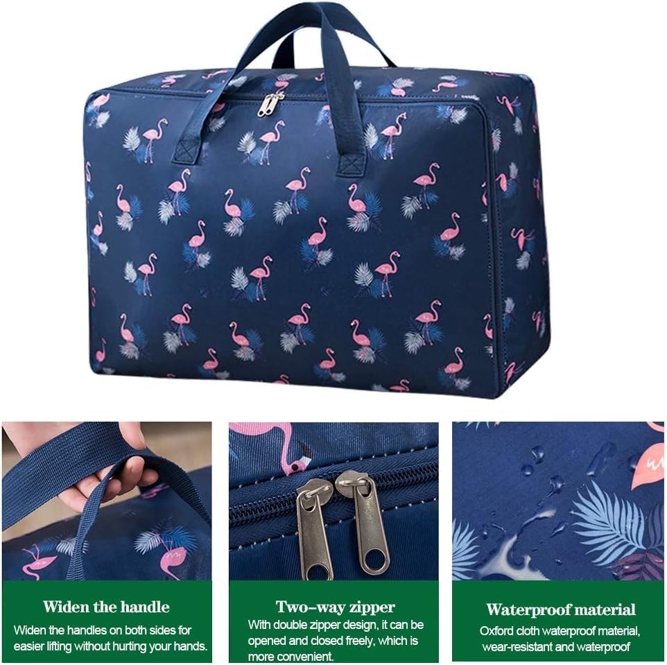 Image of Zollyss Foldable Storage Bag for Clothes & Blankets, 70 x 49 x 29 cm | Large Capacity Oxford Fabric Organizer with Handles & Zipper