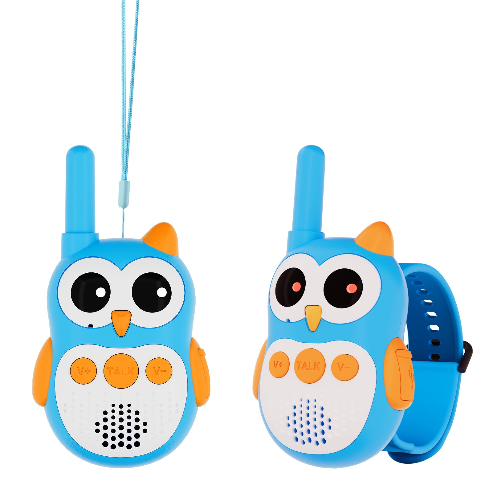 Retevis RT30W Walkie Talkie Bambini, Giochi Bambini Ricaricabili con Occhi LED, Indossabile Walkie Talkie Giocattoli Bambina, Regalo Bambino 4-8 Anni Regali Gioco per Famiglie da Esterno (1 Coppia)