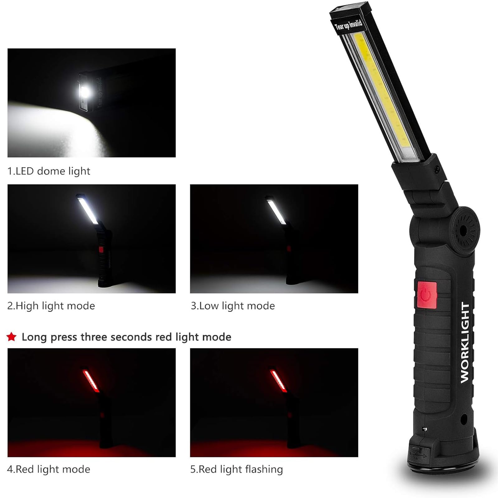 Gerbala Cadeaux D'outils pour Les Hommes, Lot de 2 Lampes de Travail à LED Rechargeables avec Base Magnétique, Rotation à 360 °, éclairage Polyvalent pour les Réparations, à L'extérieur