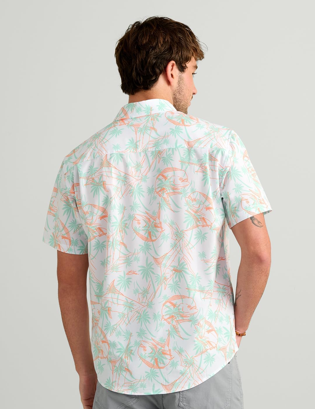 HUK Mens Kona Pattern Short Sleeve Fishing Button Down Shirt
