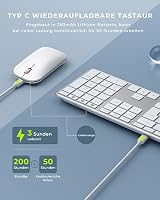 seenda Fém Bluetooth Billentyűzet és Egér Szett - Újratölthető Kettős Módú USB/BT Vezeték Nélküli QWERTZ Billentyűzet PC/Tablet/MacOS Eszköz 4