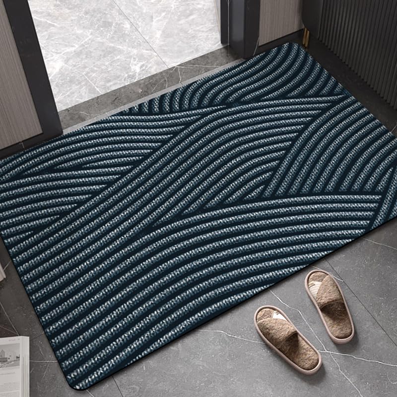 Tapis d'entrée lavable bleu foncé fini les sols mouillés et glissants