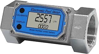 2 Inch Digital Turbine Fuel Flow Meter NPT Thread Flowmeter Electronic Water Flow Meter for Water Diesel Gas Oil Gasoline and Other Liquids Supports Gallon QTS PTS L m³ (Blue 2, 2IN)