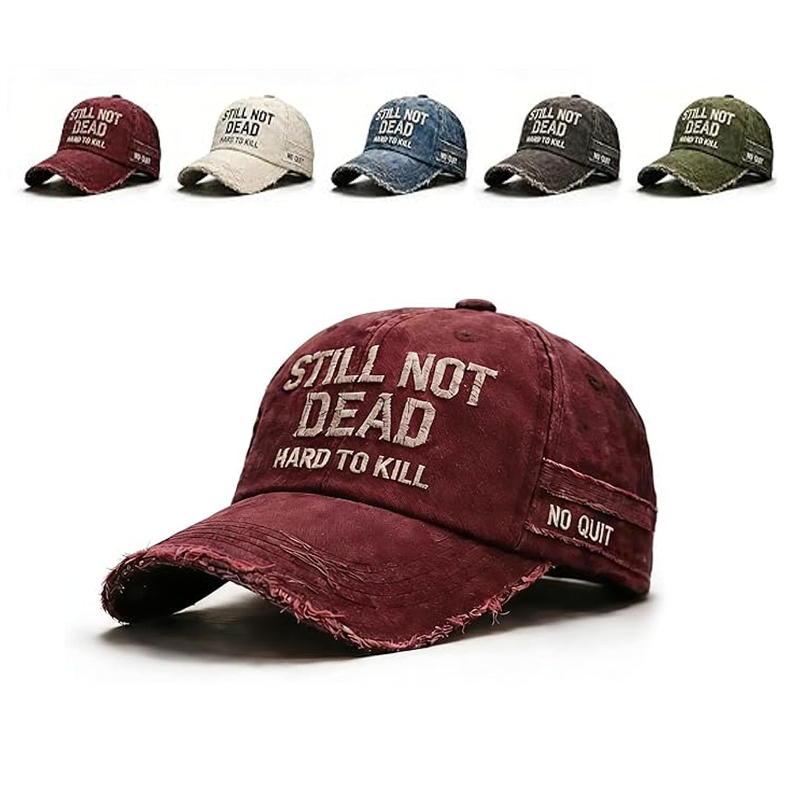 Fokayo Still Not Dead Baseball Caps for Men, Hard to Kill Distressed Dad Hat for Men, Humorous Cap Baseball Hats (Red)