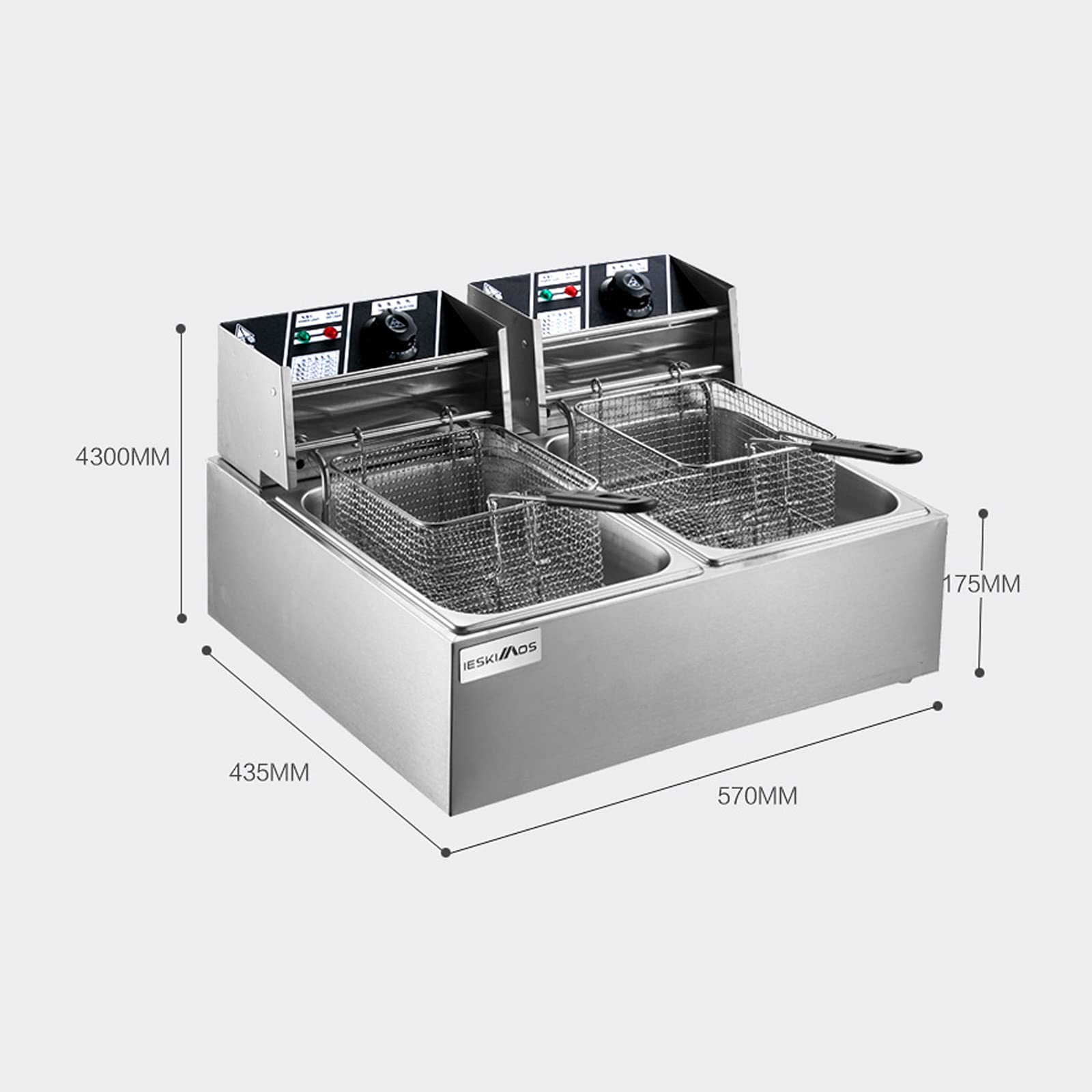 Freidoras Eléctricas Comerciales Profundas, Eléctricas con Tapas De Cesta, 6L/12L De Profundidad, Acero Inoxidable Resistente, Grasa Profunda para Restaurante, Hogar, Cocina, Cocinar Aliment