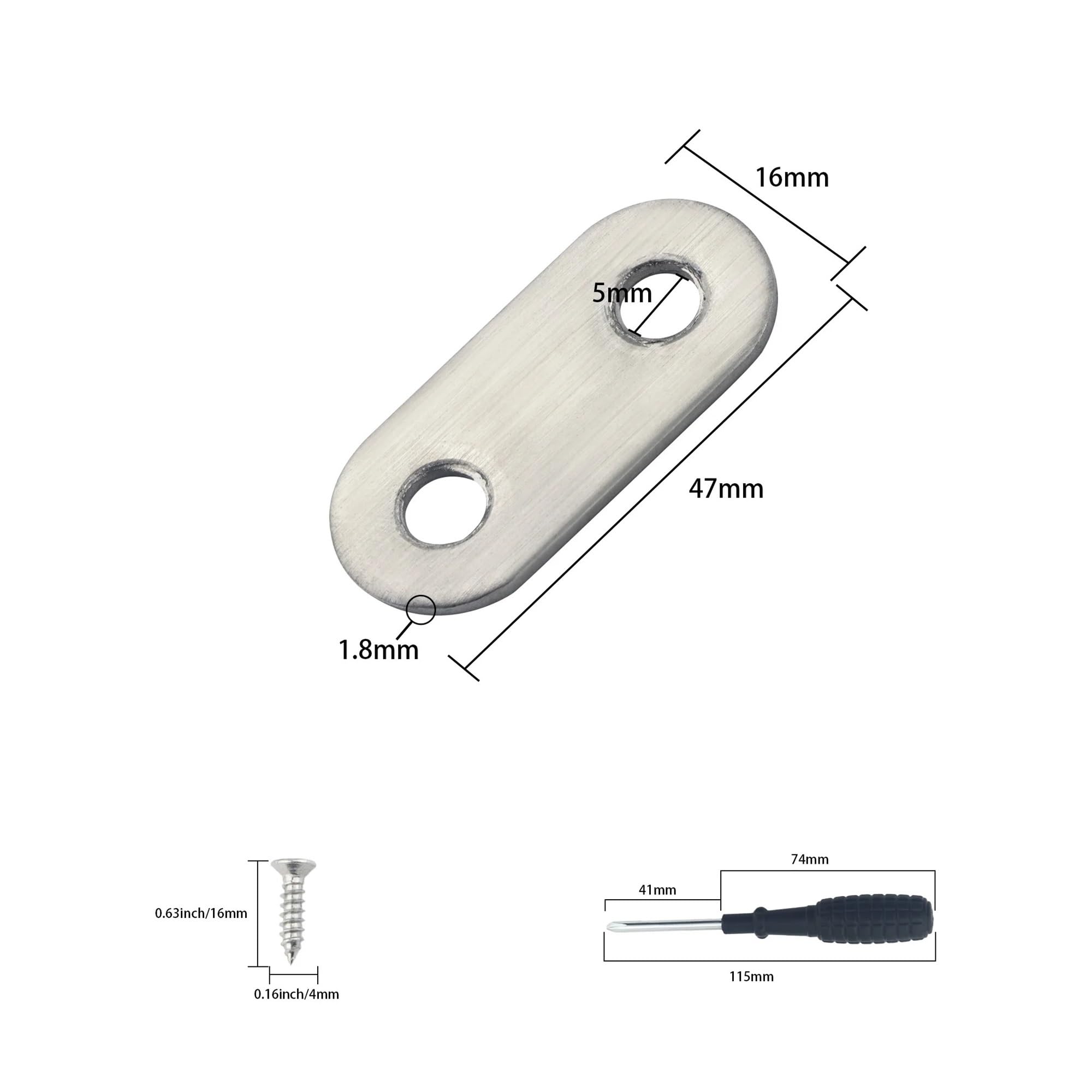 Squadrette Angolari Staffa angolare piatta in acciaio inossidabile argento da 5 pezzi in 16 dimensioni for la riparazione di ripiani armadietti in legno(20x158mm 9pcs Black)