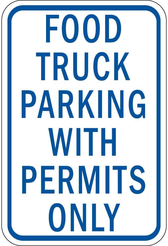 Food Truck Parking with Permits Only Label Vinyl Decal