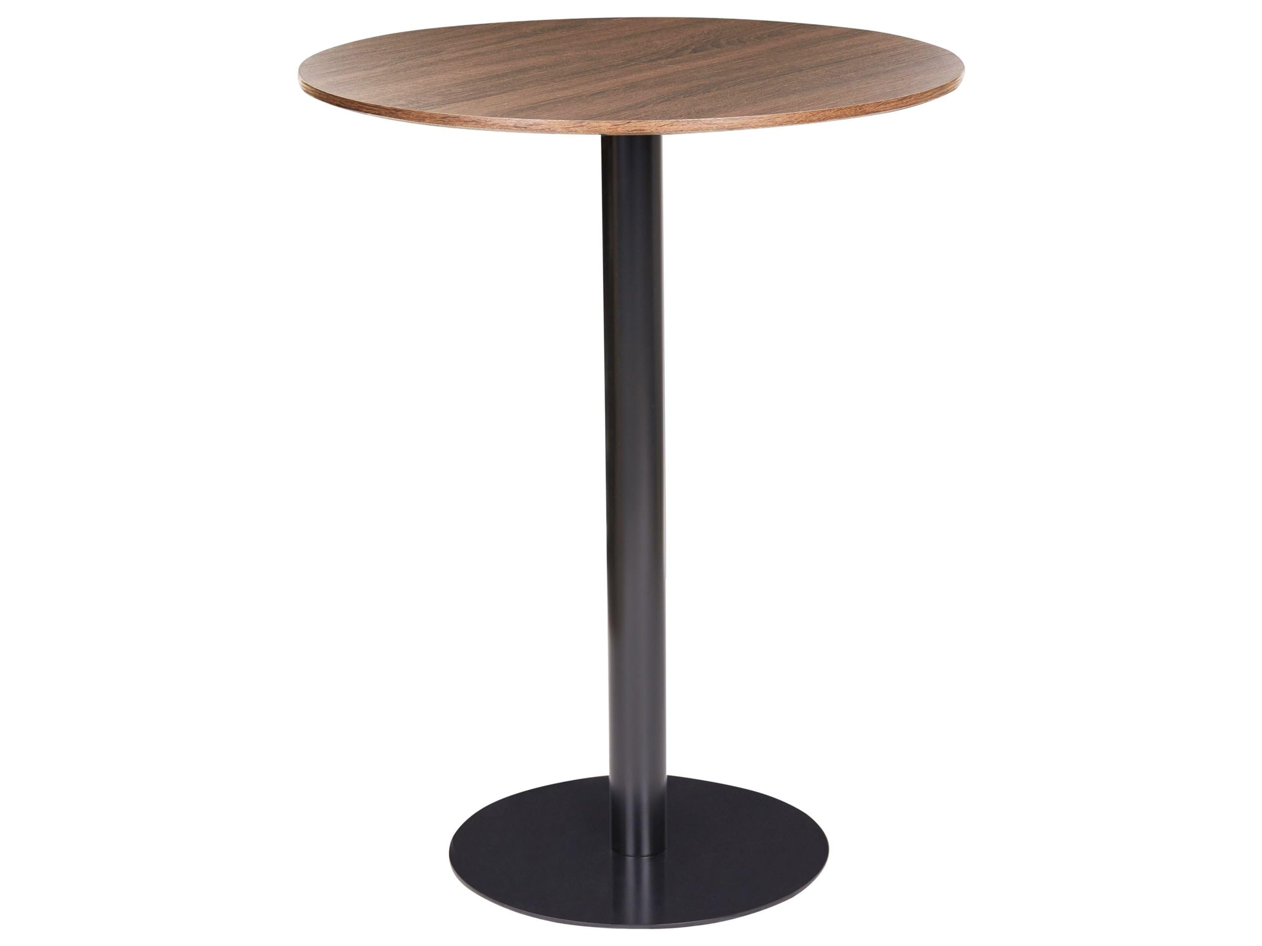 Nowoczesny stolik bistro okrągły blat MDF metalowa podstawa 80 x 80 cm ciemny brąz i czarny Morella