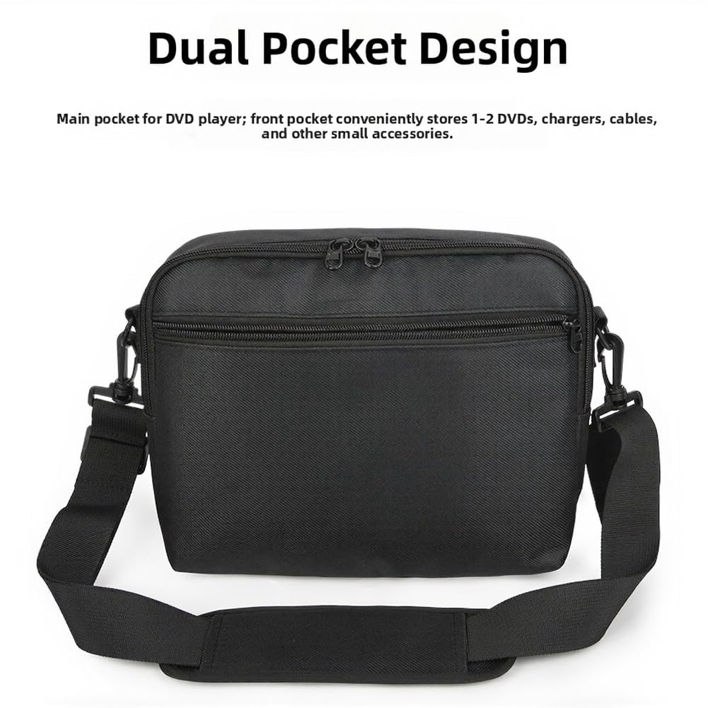 Sac de rangement en nylon pour lecteurs DVD de 9,5 à 10,5 pouces, étui de protection à bandoulière avec double fermeture éclair, housse de transport portable pour appareils électroniques