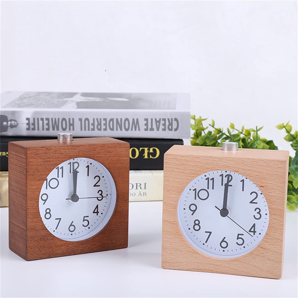 Orologio In Legno Snooze Sveglia Da Comodino Con Ago Rotondo Retroilluminato Tavolo Muto(Blue,White)