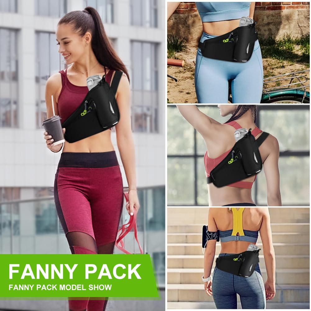 Flintronic Torba na pasek, sportowa biodrowa z butelką na napoje, oddychająca, do biegania, kempingu, wspinaczki, jazdy na rowerze, 1#czarny