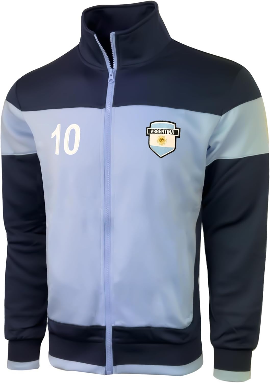 Just 4 Kicks Boy's Argentina Full Zip Track Jacket, Number 10 Argentina Soccer Jacket Youth Sizes