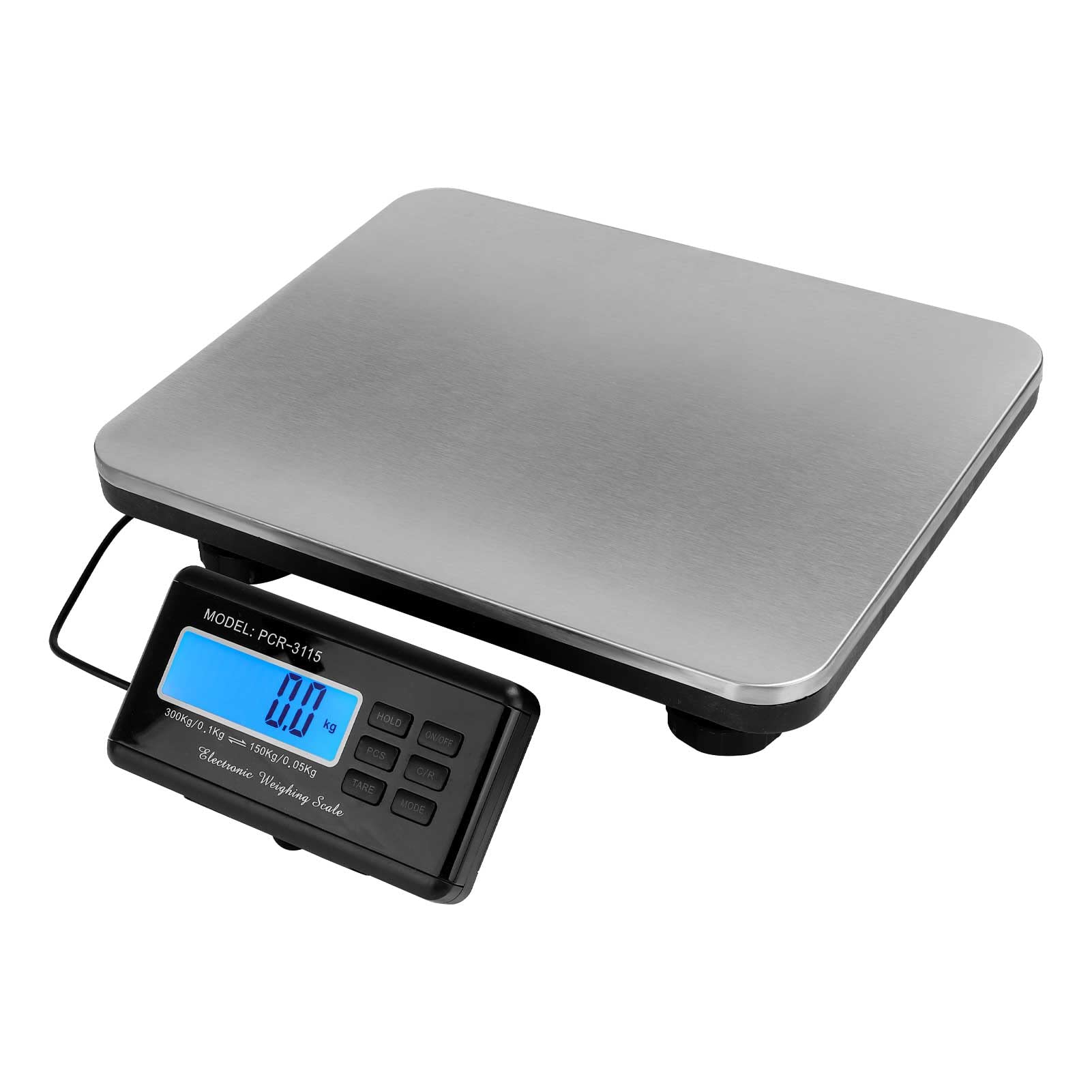 Trintion Paketwaage Fleischwaage mit Zählfunktion Plattformwaage Edelstahl Waage bis 300 kg Externes Beleuchtetes LCD Wand Display Digitalwaage Plattformgröße 36cmx30cm