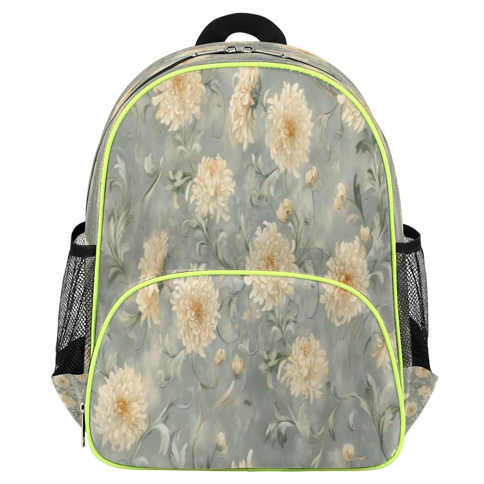 WowPrint Mochilas vintage de crisantemo para niñas y niños, bonita mochila para niños pequeños, mochila escolar, guardería, mochila casual de viaje, Color, M