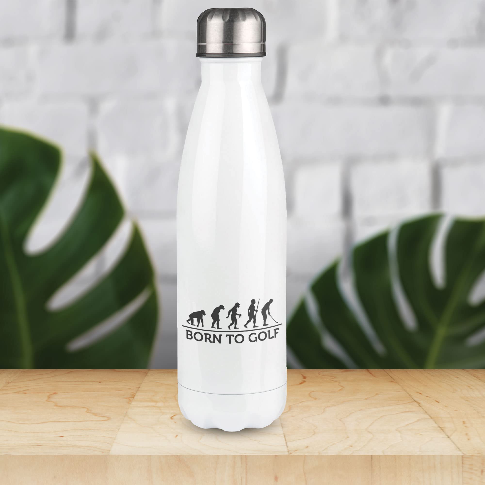 Botella isotérmica blanca con diseño de evolución golf 2