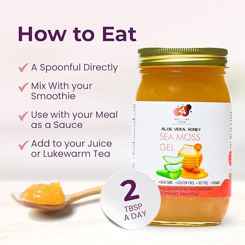 Miniatura 42 de Healthy Herbs Gel de musgo marino (piña de mango dulce) elaborado en forma silvestre de oro jamaicano de Santa Lucía Seamoss Superalimento