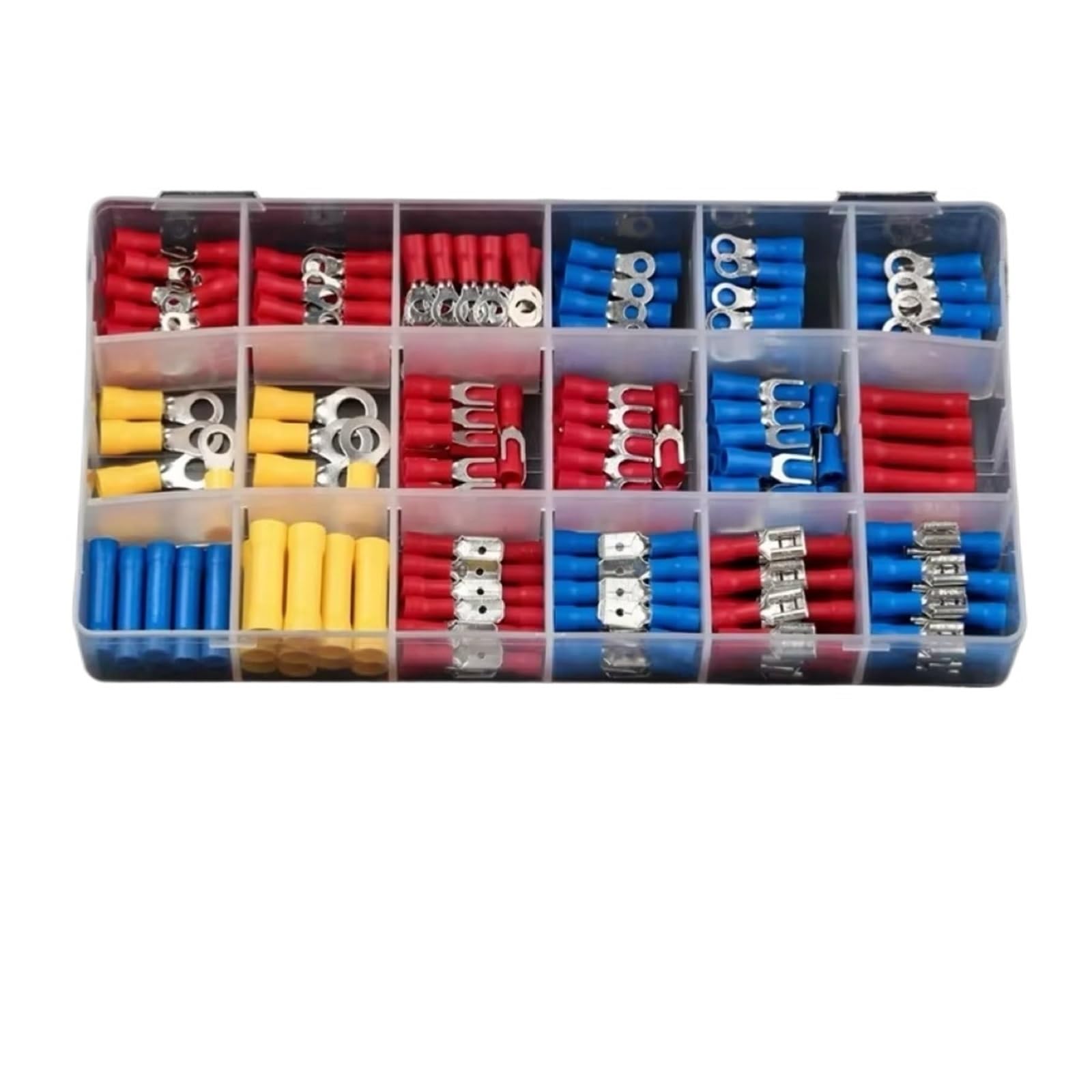 Baynopurin Men's 200Pcs Round Insulated Crimp Terminals Assorted Automotive Fe Spade Ring Fork Butt Insulated Crimp Terminal Lug Cable Connector Kit(200Pcs)