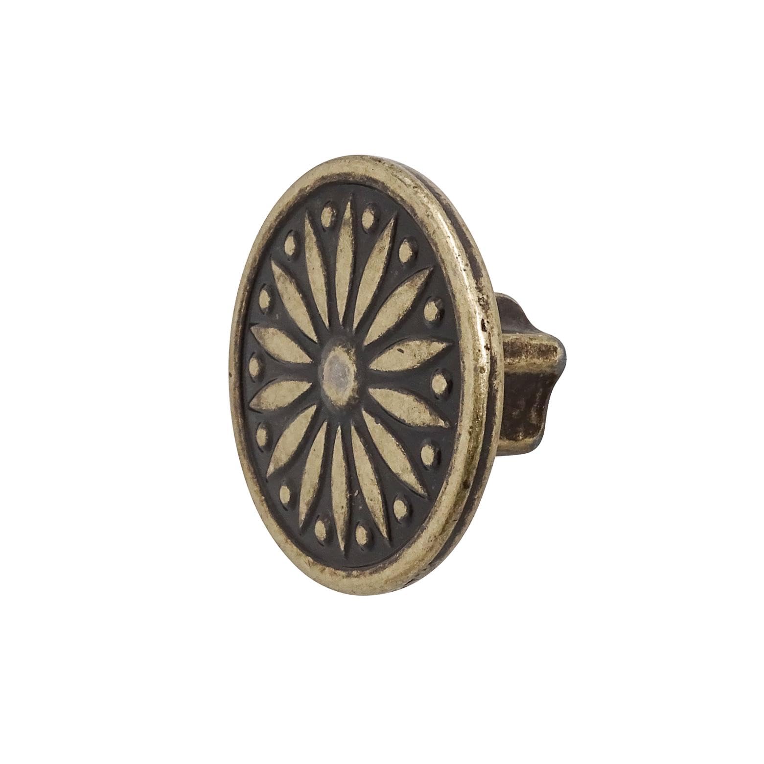 Decoranddecor Antique Brass Torero Round Antique Vintage Cabinet Knob 40Mm Diameter Aluminium Alloy (, 1 Pack)