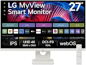 Monitor LG MyView Smart - Tela IPS 27", WebOS, ThinQ Home, Air Play, Screen Share, Bluetooth, – 27SR73U-W