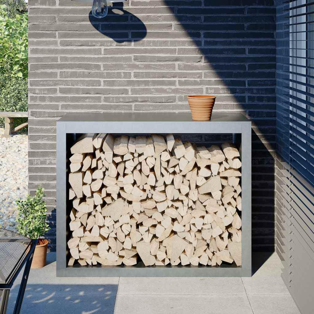 Brennholzregal aus verzinktem Stahl 100x40x80 cm kaminholzregal feuerholzständer holzkorb scheitholzablage für terrasse garten wohnzimmer kamin ofen lagerung ordnung