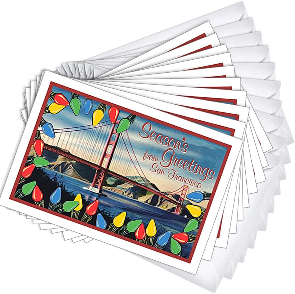 Wright Home & Gift Pittsburgh Santa Hometown Holiday Greeting Cards | 36 Pack Bulk Set + 36 Envelopes (4x6)