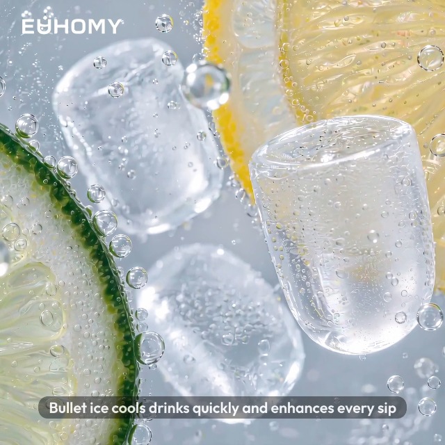 Image of EUHOMY Countertop Ice Maker Machine with Handle, 26lbs in 24Hrs, 9 Ice Cubes Ready in 6 Mins, Auto-Cleaning Portable Ice Maker with Basket and Scoop, for Home /Kitchen /Camping /RV. (Black)