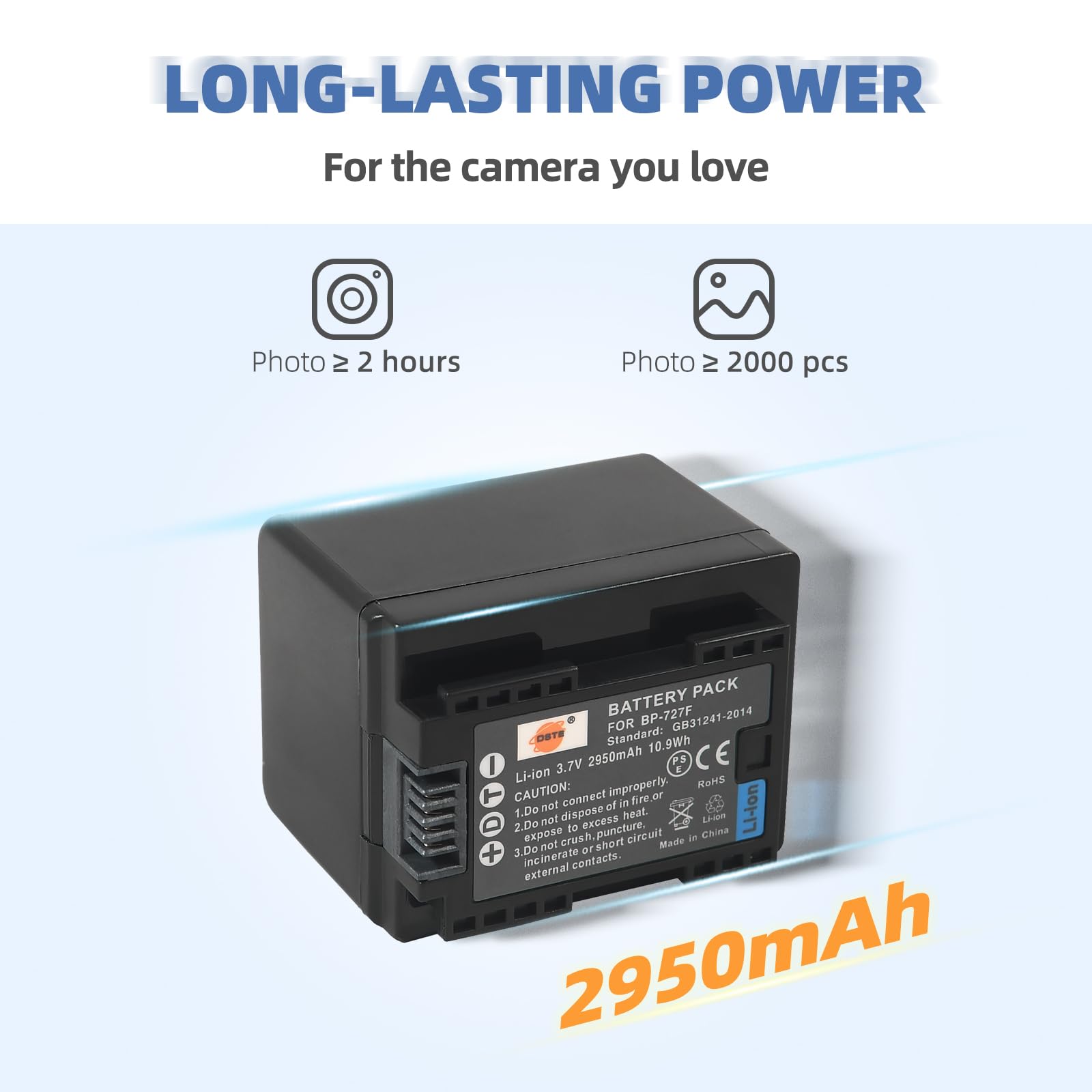 DSTE BP-727 batería de Iones de Litio y Cargador Micro USB Compatible con Canon VIXIA HF M50 R32 R36 R40 R42 R50 R52 R56 R300 R306 R308 R400 R500 R506