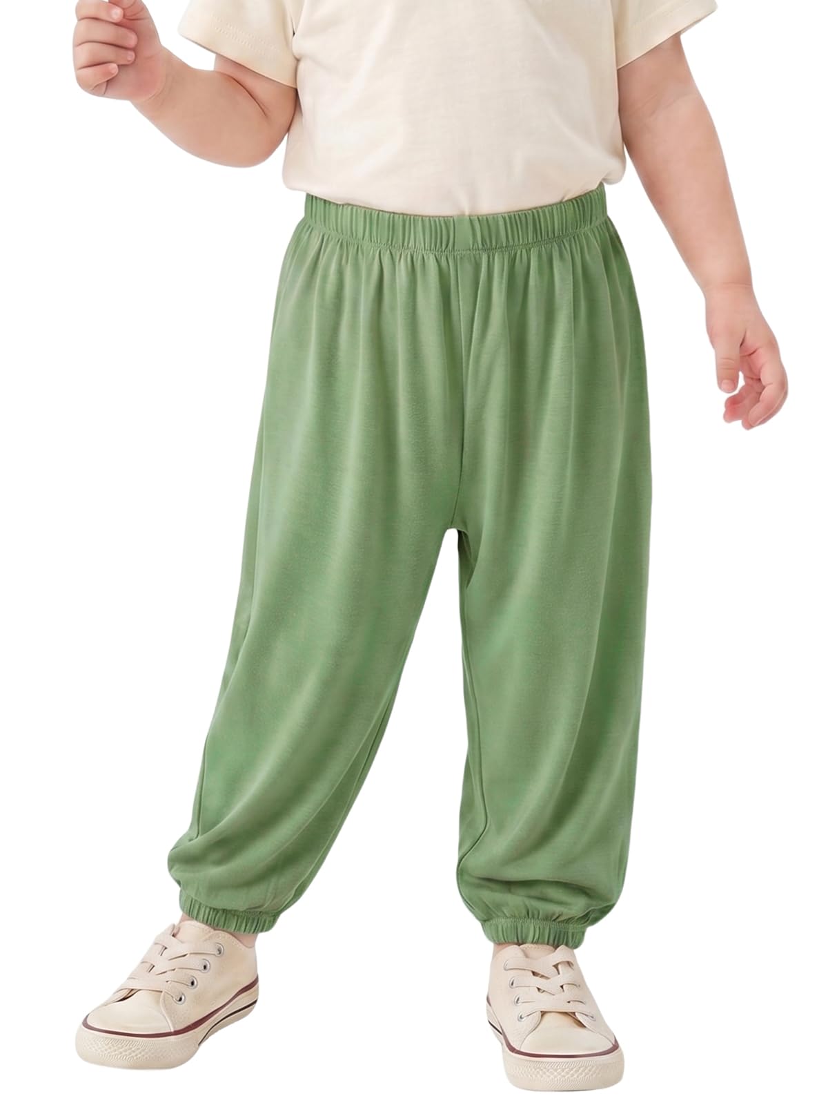 Miipat Pantaloni Harem per Bambine, Vita Alta Elastico Pantalone Casual Unisex per Bambini Pantaloni Asciugatura Rapida Monocolore Leggeri Confortevoli