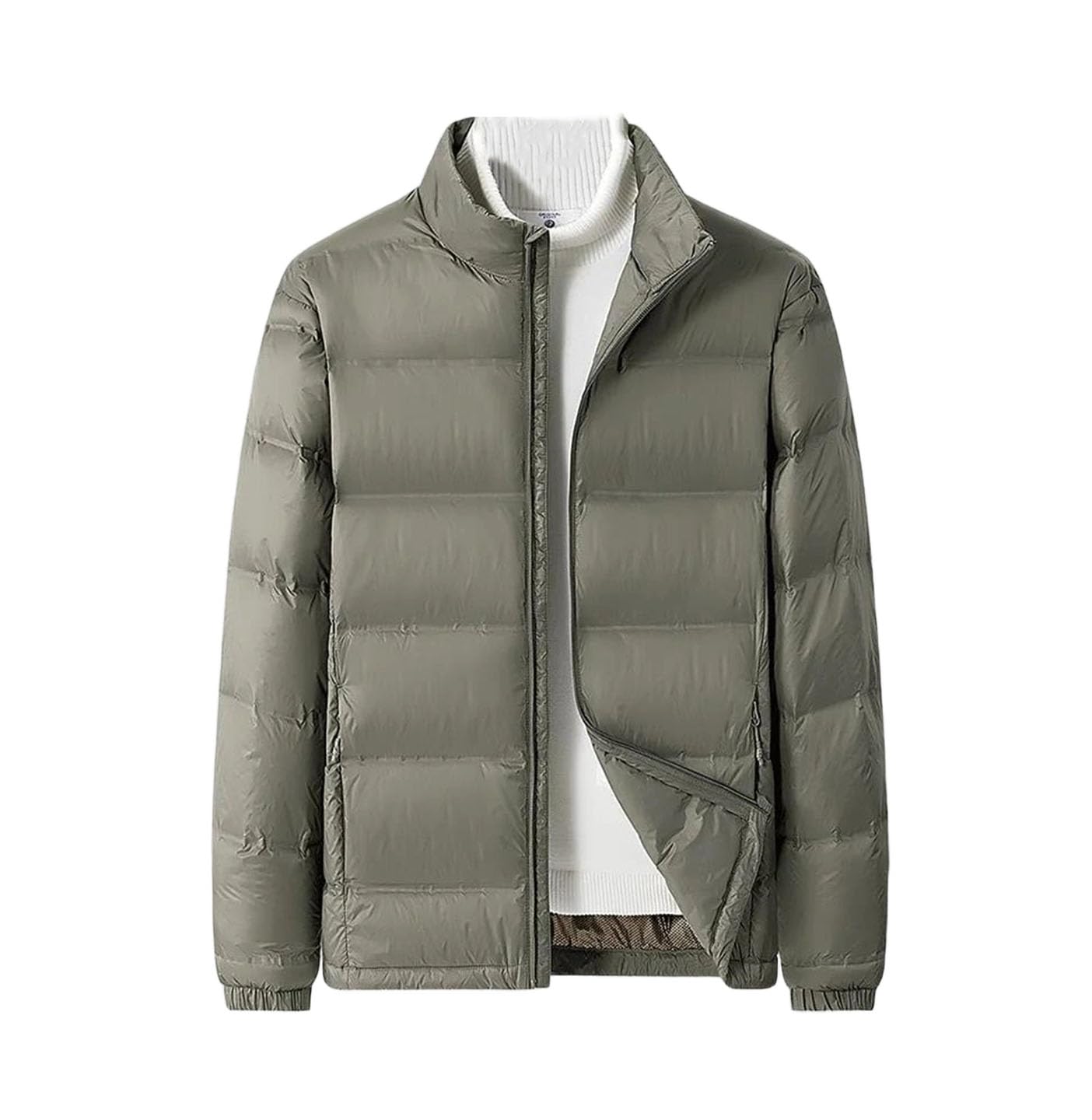 Mens Puffer Business Casual Stand Collar Trenchcoats Padded Warm Down Jackets Coat
