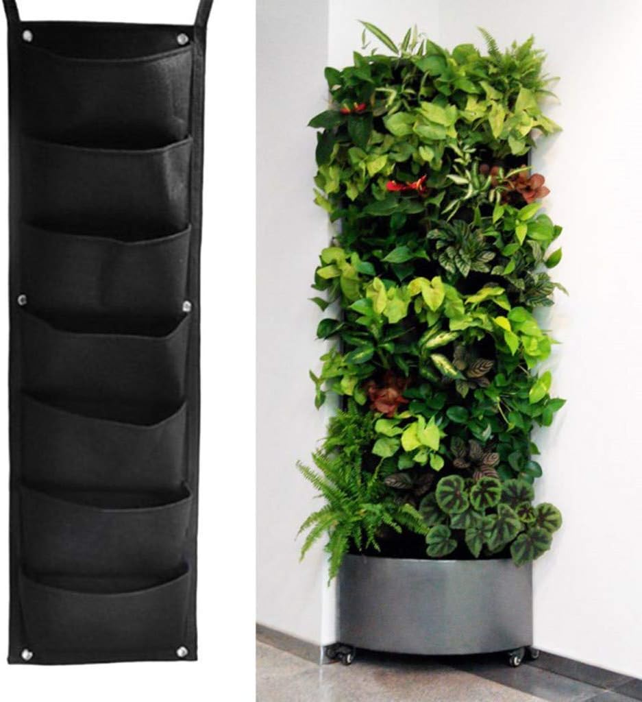 7 bolsillos de tela, cama de jardín elevada, rectángulo, contenedor de plantación transpirable, bolsa de cultivo, bolsas de plantación verticales, maceta de tela de fieltro para colgar en la pare