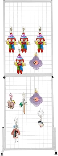 NOLANTISI Torre de paneles de rejilla con base en T resistente, pared de rejilla de alambre con patas de ruedas, estante de exhibición para ferias