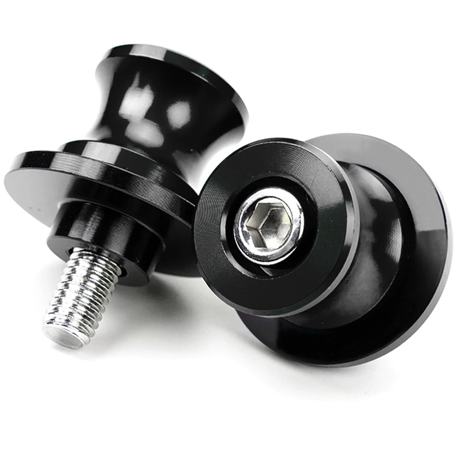 QJY 2pcs M10 Moto Nottolini Cavalletto 10MM Bobine Universal per K-AWA-SAKI Z650 Z800 Z750 Z1000 Ninja 400 650 ZX-10R ZX-6R Duke 125 250 390 CFMOTO 450NK 450SR 450MT 800MT - Nero