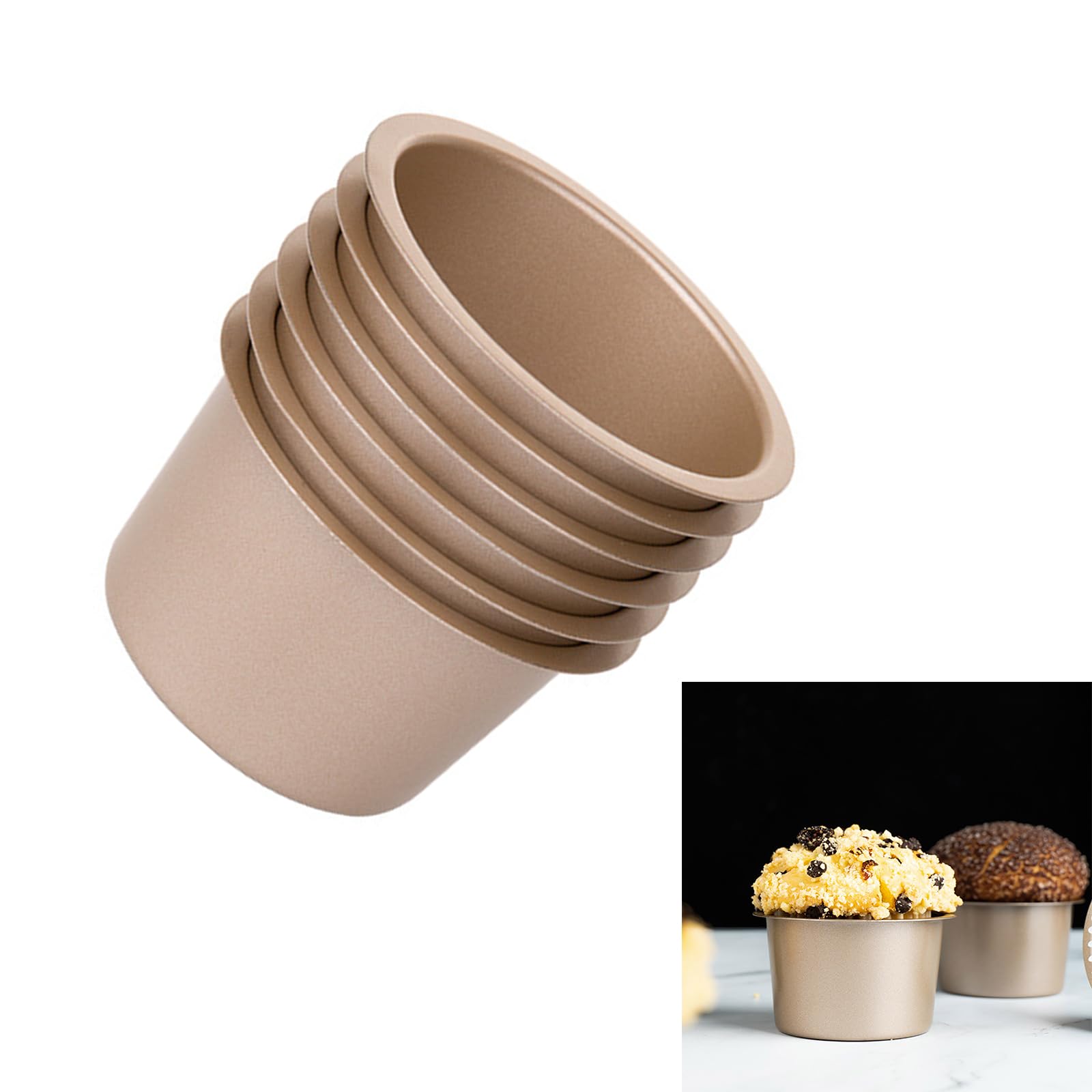 6 moldes para magdalenas de acero al carbono, antiadherentes, utensilios de cocina, utensilios de cocina, herramienta multiusos para hornear