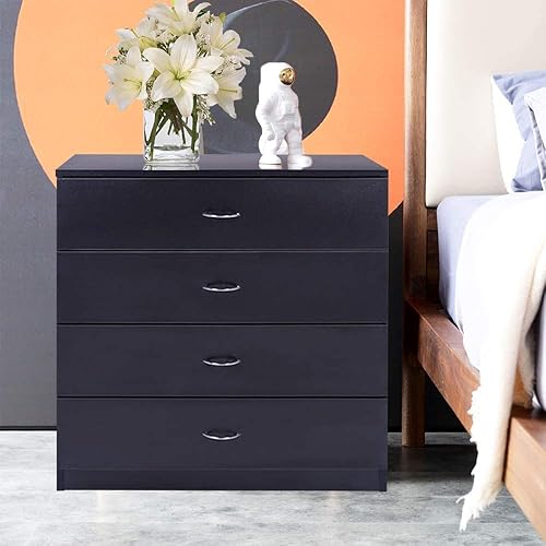 Miniatura 2 de Goujxcy - Cajonera de madera con 4 cajones, color negro