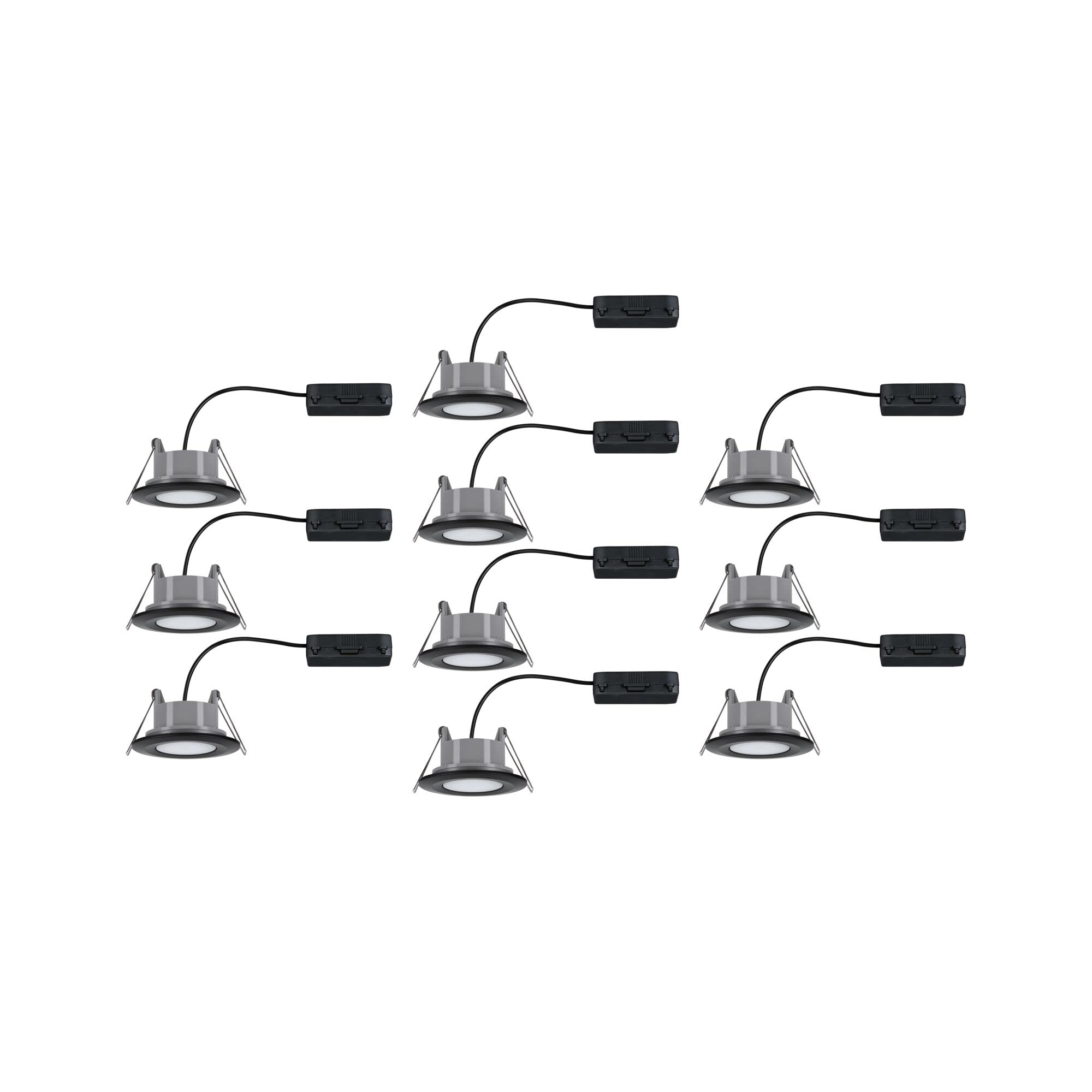 Paulmann 92462 LED Einbauleuchte Calla rund 10er Set 10x6W IP65 neutralweiße Einbaustrahler Schwarz matt schwenkbar Spots Kunststoff Einbaulampe 4000K