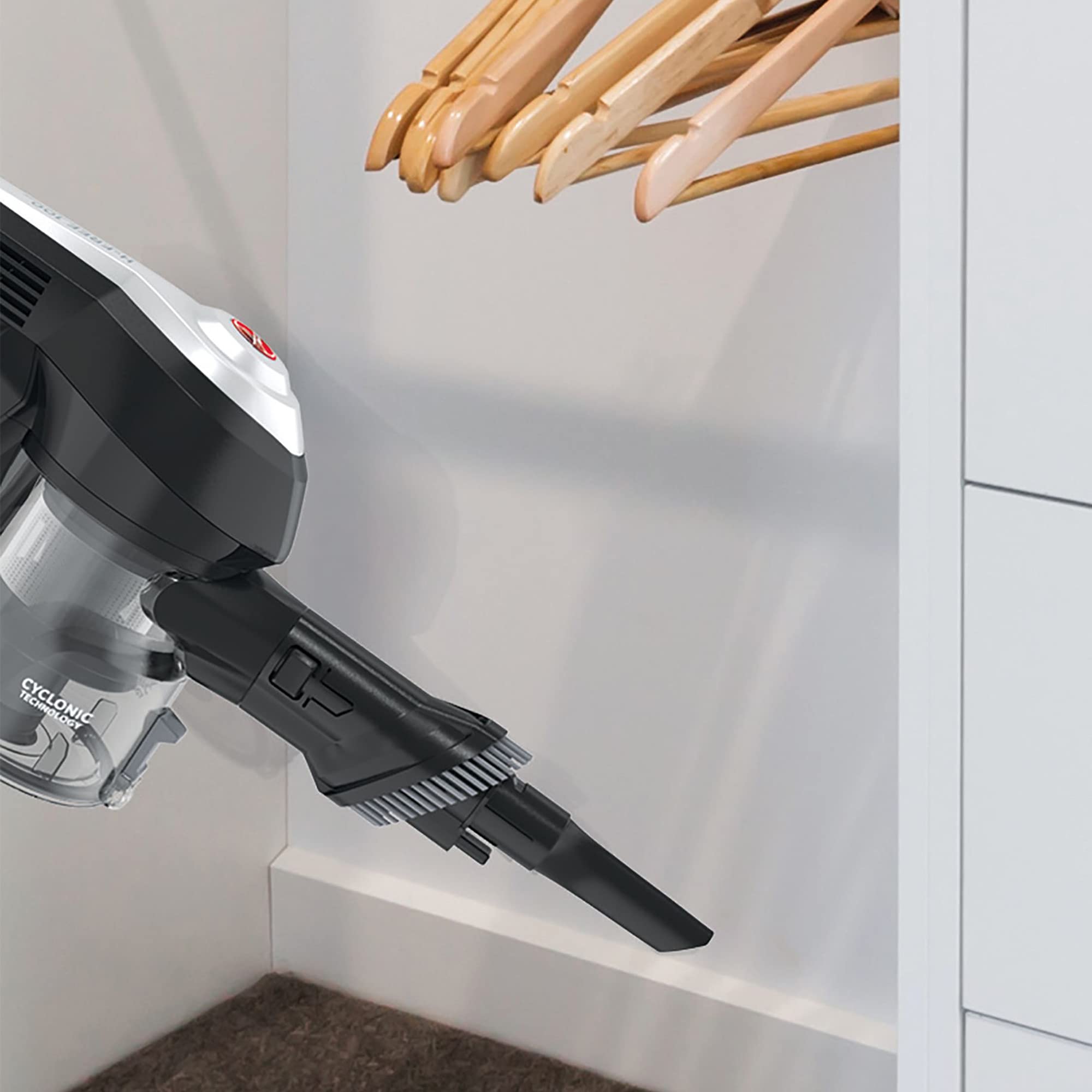 Hoover H-FREE 100 PETS odkurzacz akumulatorowy, 2 w 1, mini dysza turbo do sierści zwierząt, do 40 min. czasu pracy, zmotoryzowana dysza podłogowa LED, bezworkowa, bezprzewodowa, model: HF122BPT, szary/tytanowy
