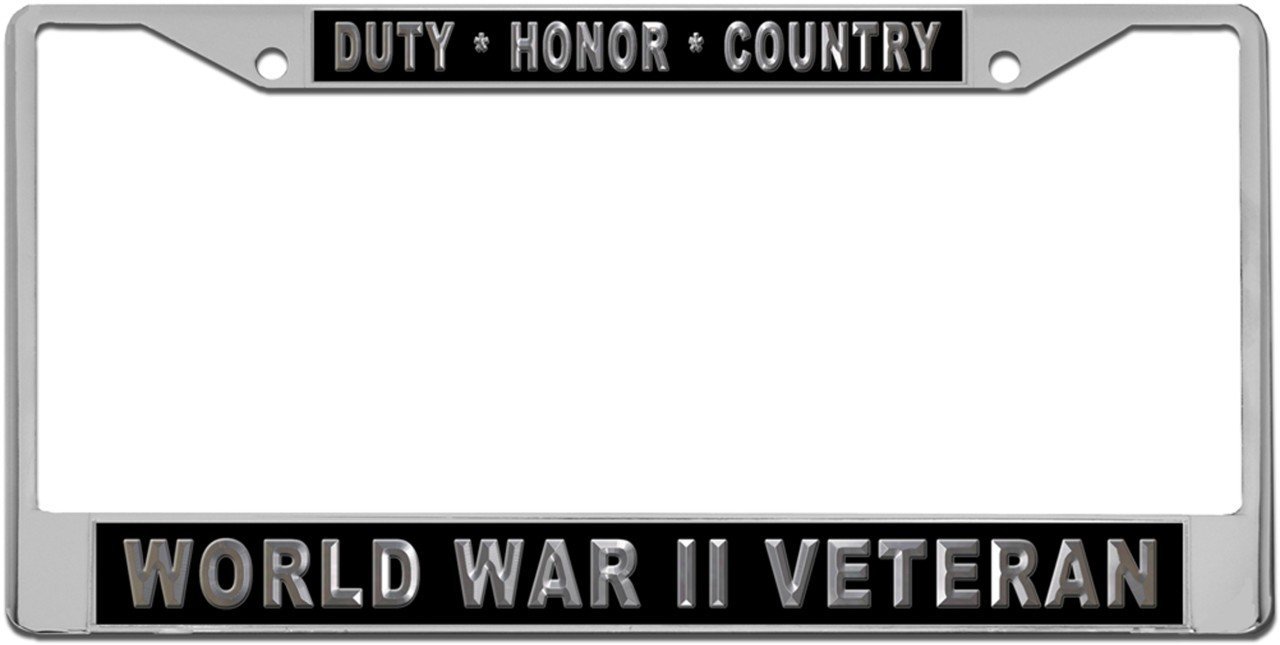 Redeye Laserworks Duty Honor Country - WWII Veteran Custom License Plate Metal Frame from