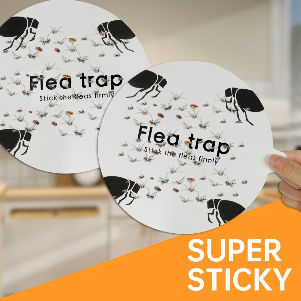 Flintronic 12PCS Trampa para Pulgas Rellenable, Pegatinas Desechables para Pulgas, Adhesivo para Pulgas, Asesino de Pulgas, Trampas Adhesivas para Mascotas, Discos pegajosos Reemplazos