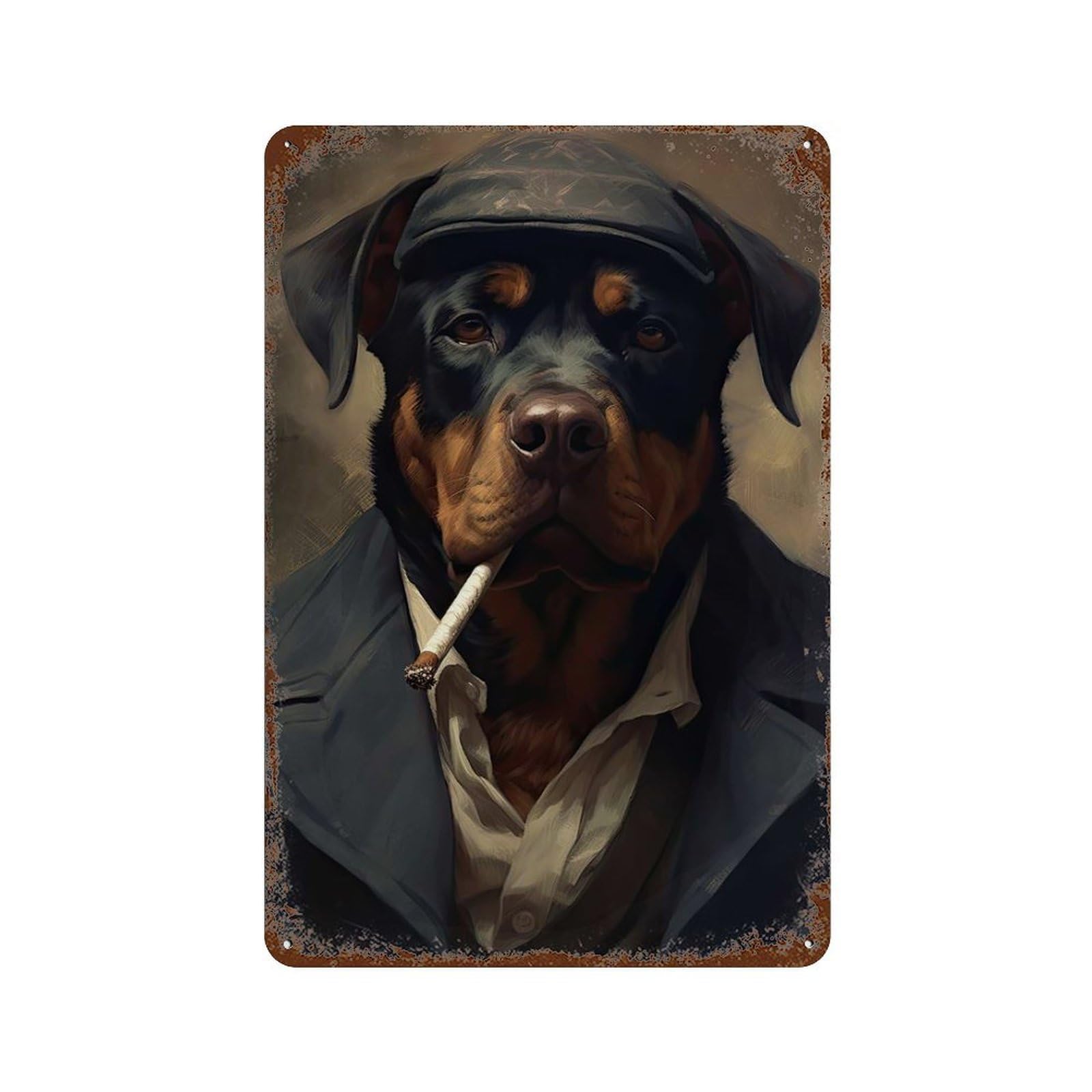 Rottweiler The Gangster Vintage Metal Tin Sign 11.8"x7.9", for Garage, Bar And Workshop Decor, Novelty Wall Decor