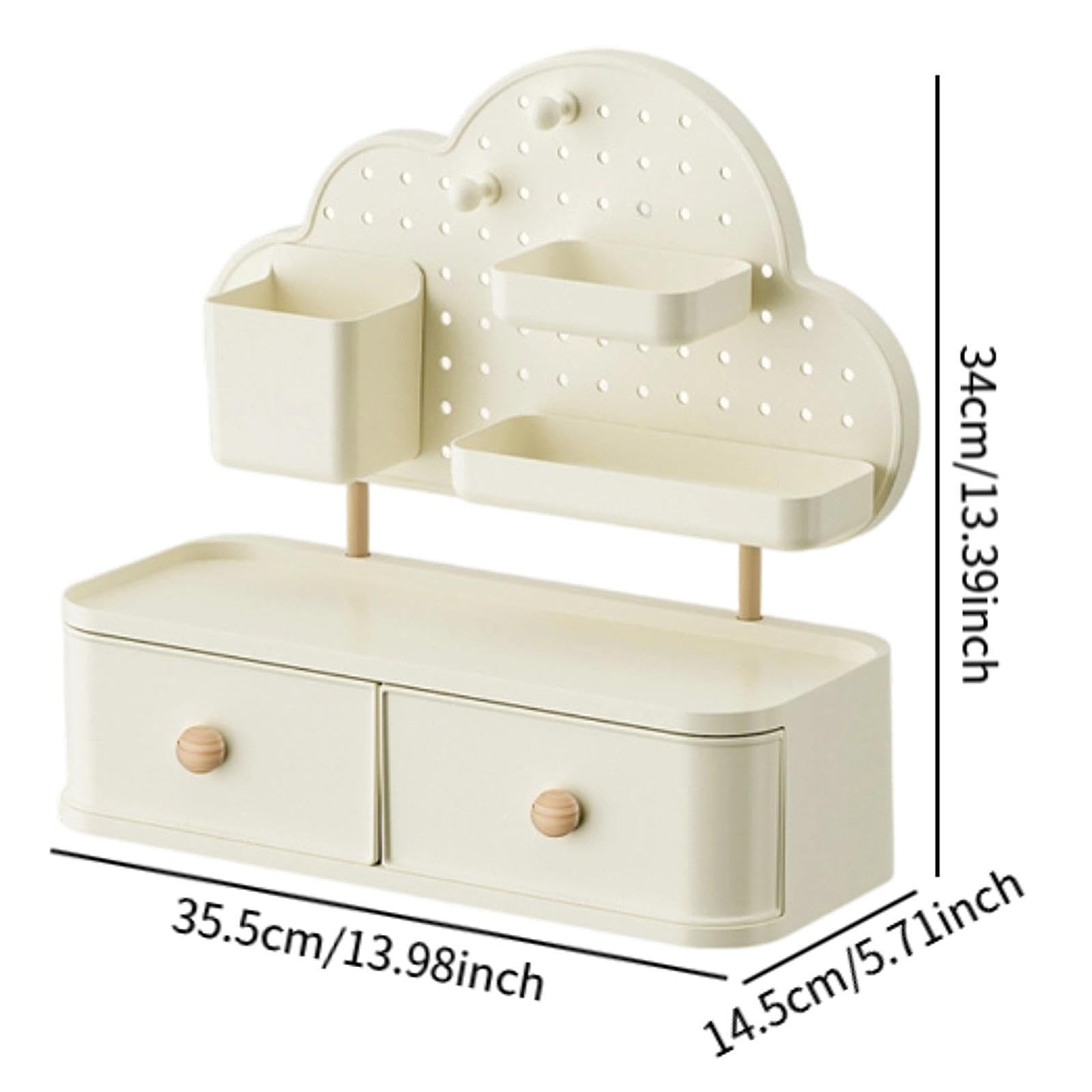 Fenteer Contenedor de Escritorio con Cajón Y Organizador de Maquillaje, 1 Capa 35.5 X 14.5 X 34 Cm