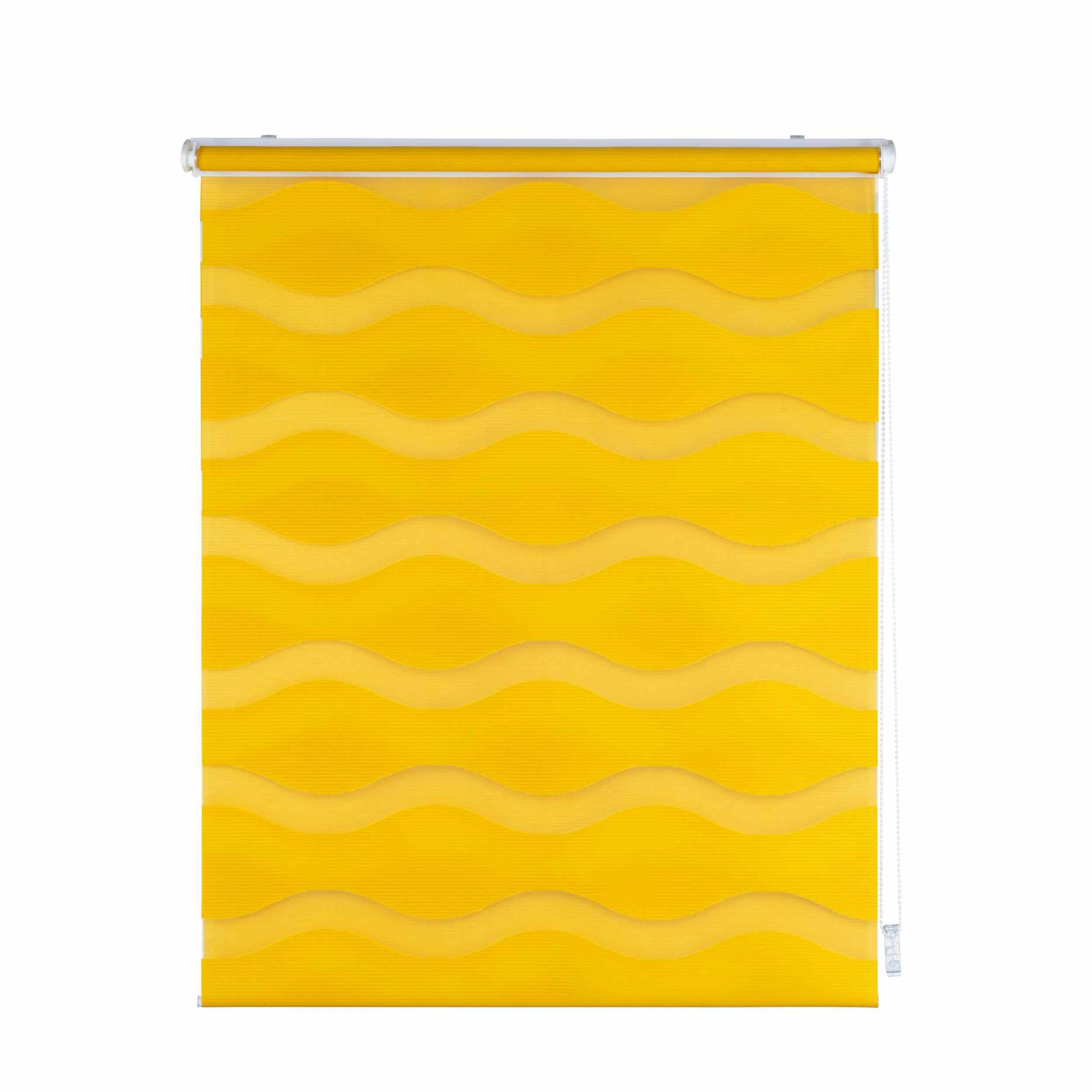 K-Home Podwójna roleta z systemem mocowania Klemmfix, fala, bez wiercenia, żółta, 50 cm x 200 cm (szer. x dł.)