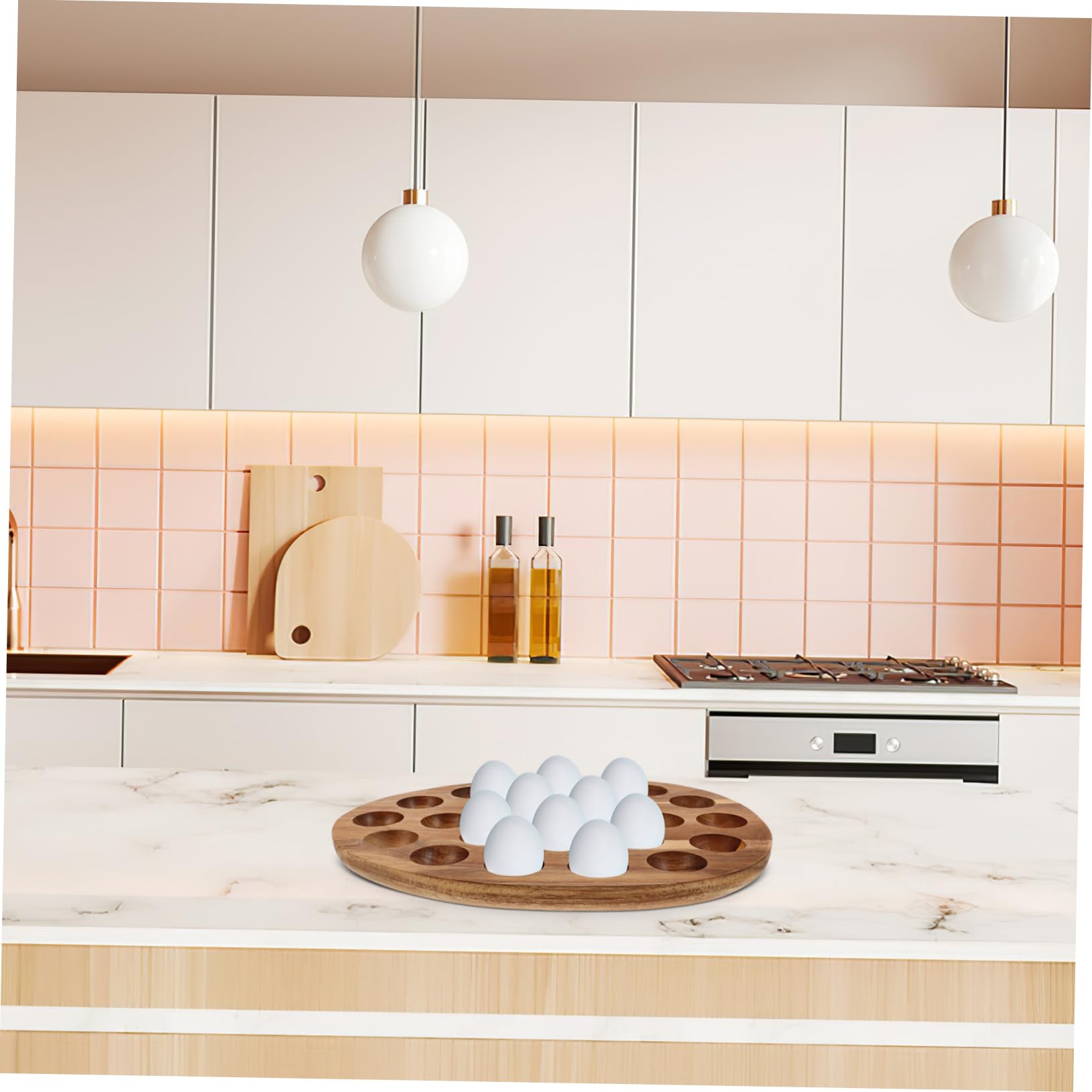 Cabilock Bandeja para Huevos Organizador de Huevos 24 Compartimentos de Madera Natural Almacenamiento Resistente para Nevera y Cocina para Uso Familiar y Mesa de Comedor