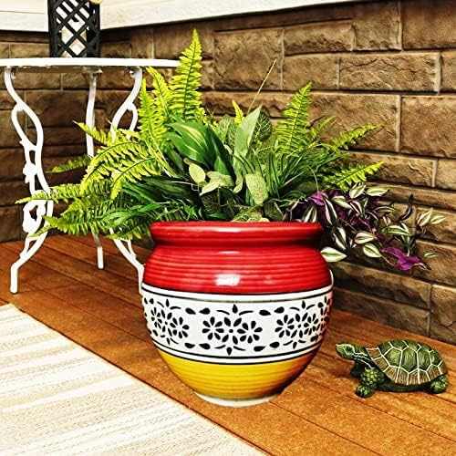Image of Niyara | Designer Ceramic Planter Pots | Indoor & Outdoor Flower Pots for Home, Garden, Office & Balcony Decor (Mughal Design, 8 Inch)