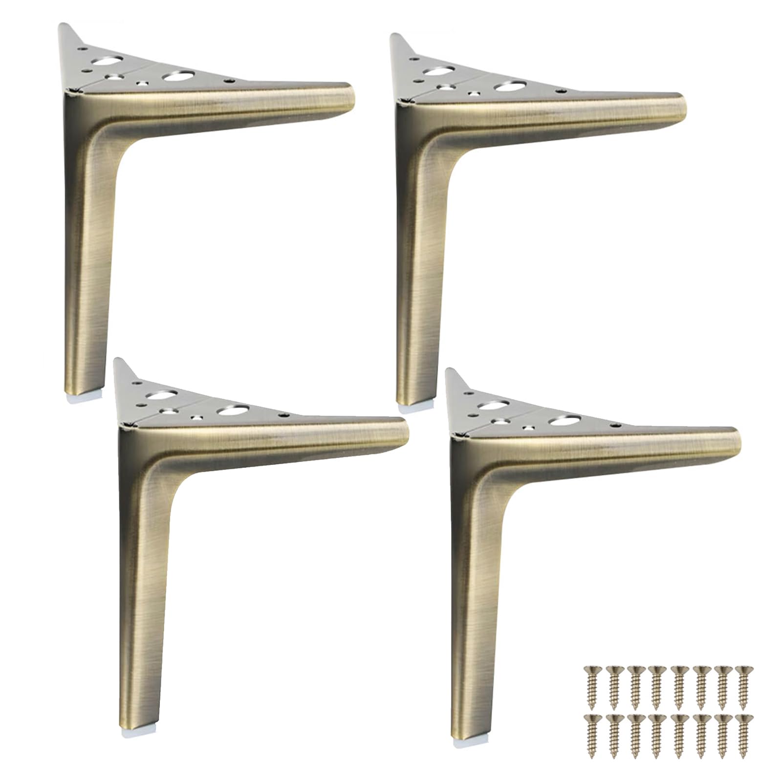 GHHVFEC Heavy-Duty Metal Sofa Legs, Triangle Replacement Feet for Couch, Cabinet, Wardrobe, Nightstand - Includes Screws, Stylish Silver Finish - Set of 4