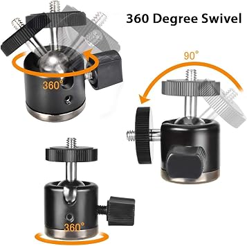 UTEBIT 20mm Mini Ball Head Tripod Head Mount with 1/4 hot Shoe, Black | 360 Rotatable Camera Mount Adapte Aluminium Ball Heads Compatible with Tripods, Monopods, HTC Vive, SLR Cameras Load 2.5lb