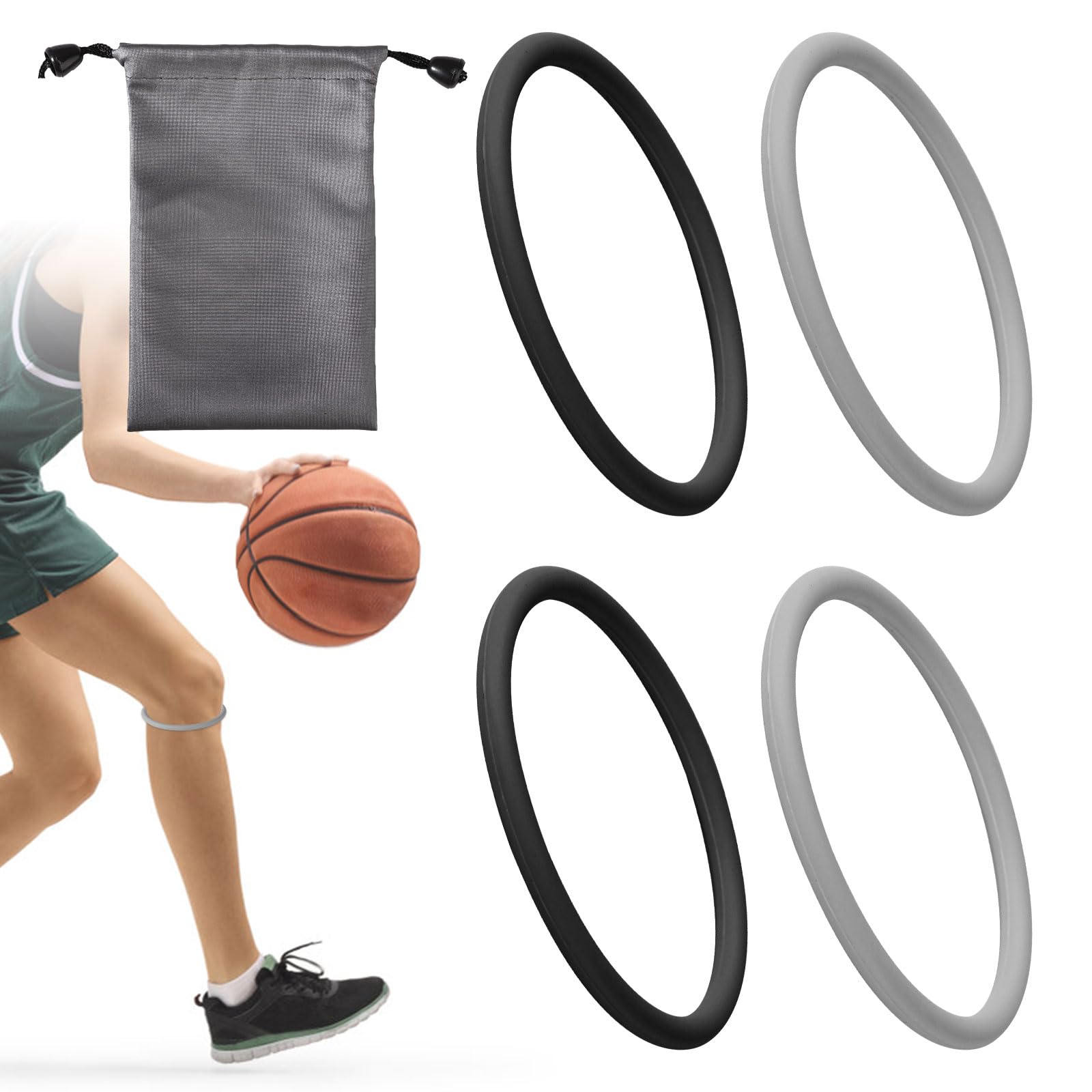 Photo 1 of **ONLY 2***BOXOB 4pcs Patellar Tendon Support Straps, Silicone Knee Band Flexible Knee Patella Strap Patellar Tendon Knee Strap Brace Fixed Knee Stabilizer Rings for Running Basketball Sports Men Women